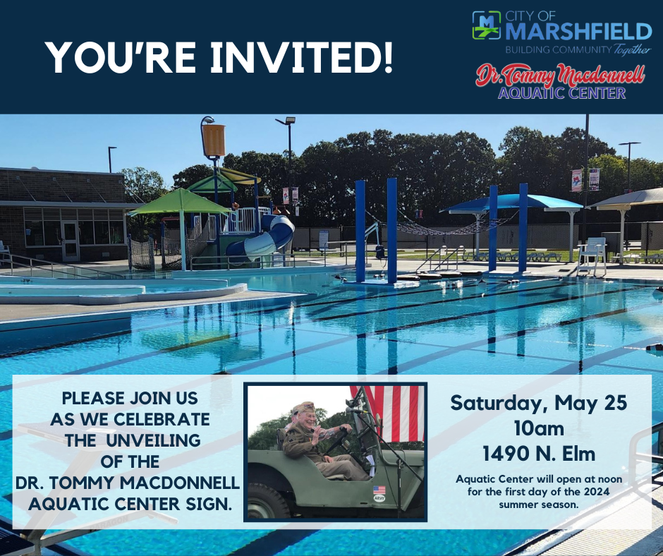 Please join us as we celebrate the unveiling of the Dr. Tommy Macdonnell Aquatic Center sign. (1)