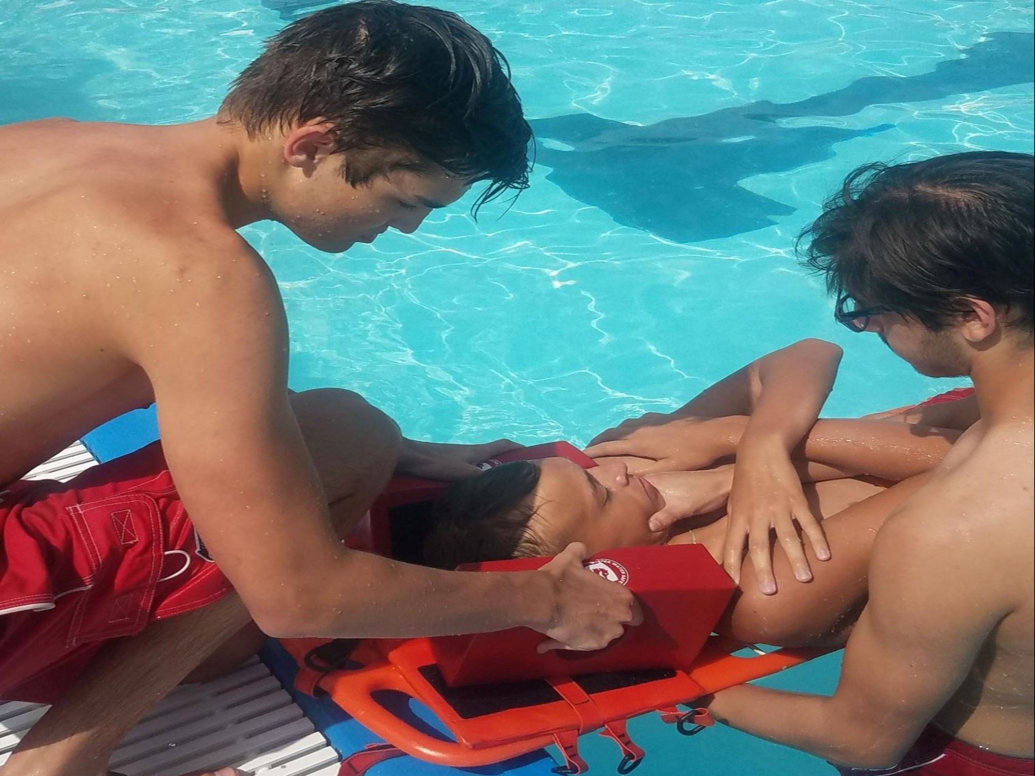 Lifeguard backboarding